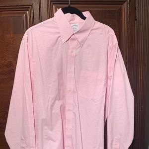 Long sleeve button up pink checked never worn